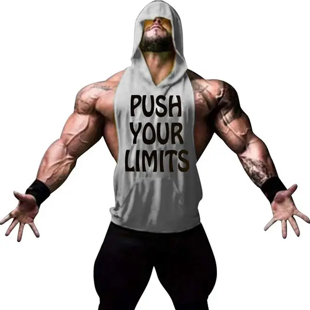 Push Your Limits Hooded Fitness Vest Cotton Large