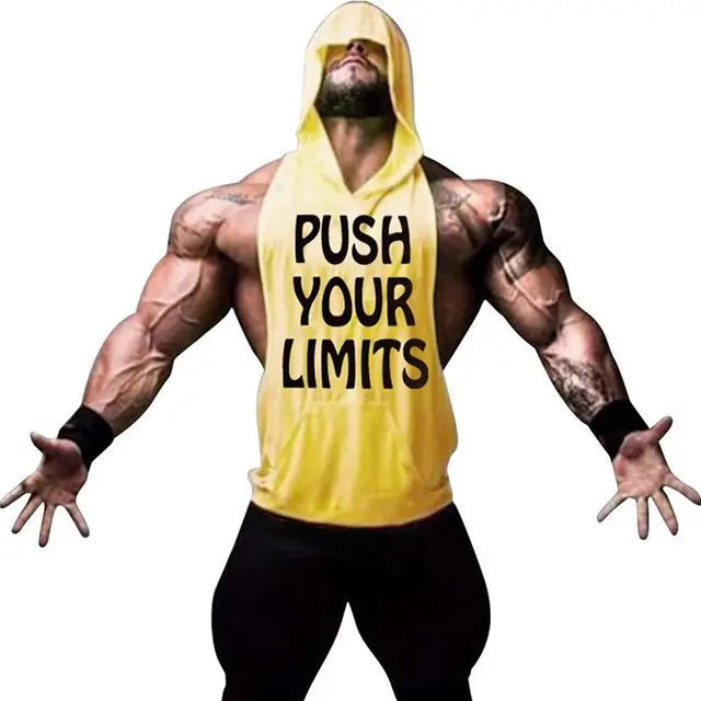 Push Your Limits Hooded Fitness Vest Cotton Large