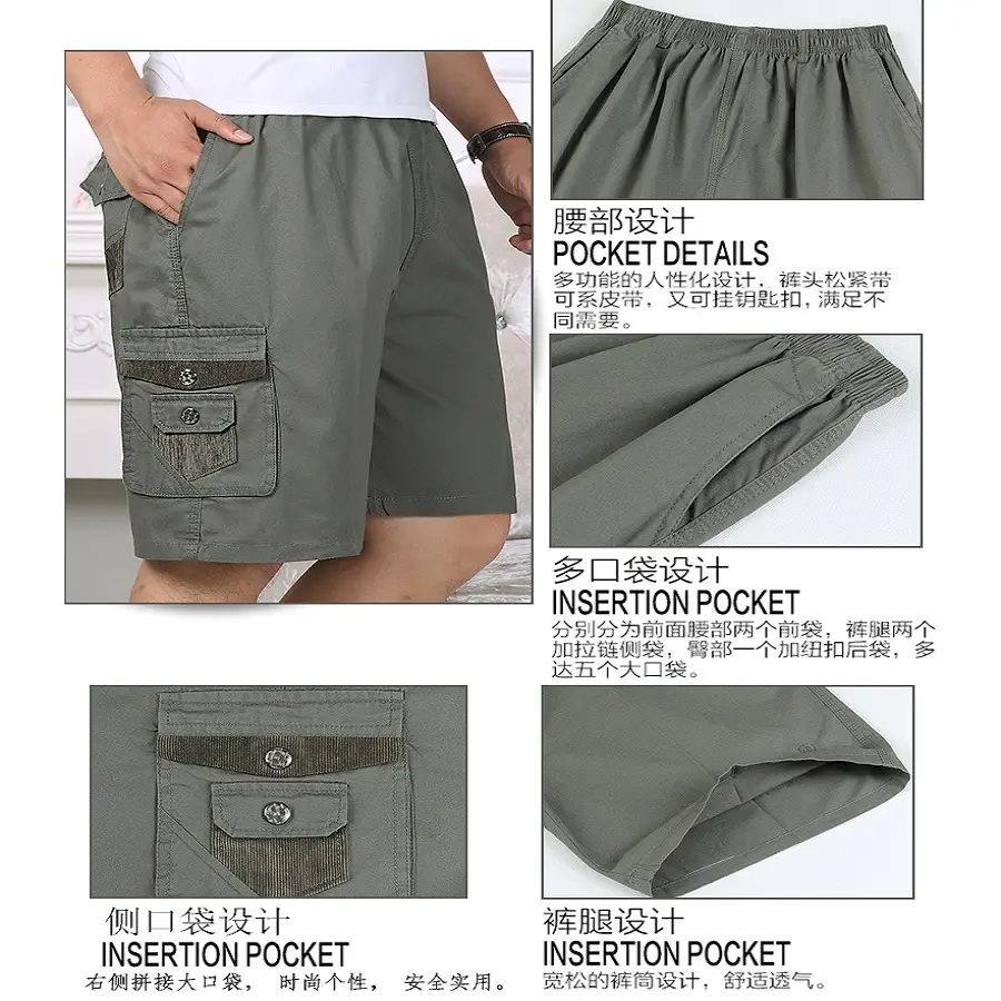 Men Pure Cotton Casual Shorts Large Summer Pants
