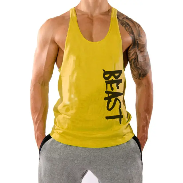 Men's Yellow "BEST" Tank Top Summer Fitness Vest - Image 2