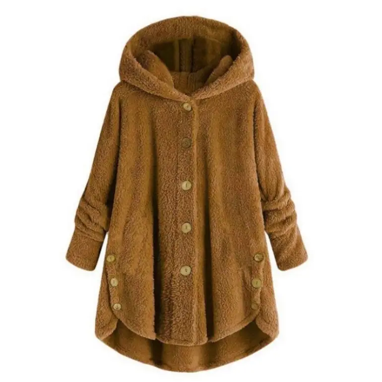 Women's Leopard Print Hooded Jacket Brown Button Front - Image 15