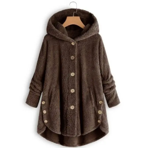 Women's Leopard Print Hooded Jacket Brown Button Front - Image 3