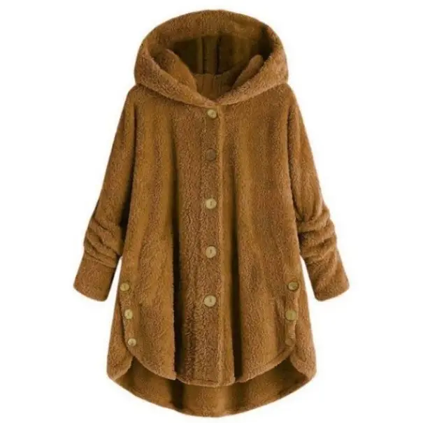 Women's Leopard Print Hooded Jacket Brown Button Front - Image 5