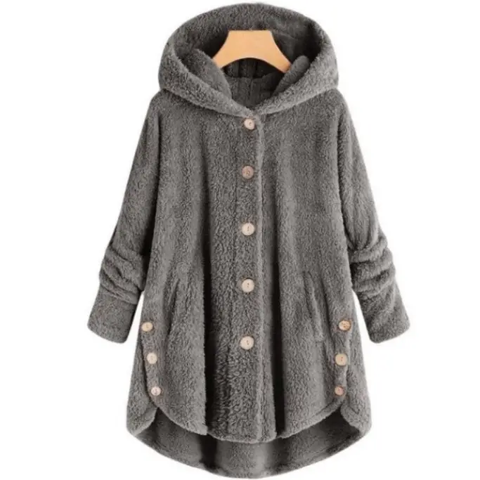 Women's Leopard Print Hooded Jacket Brown Button Front - Image 8