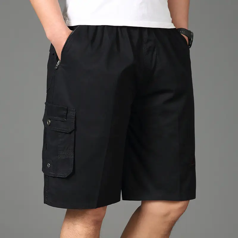 Men's Green Zipper Multi-Pocket Shorts Large - Image 4