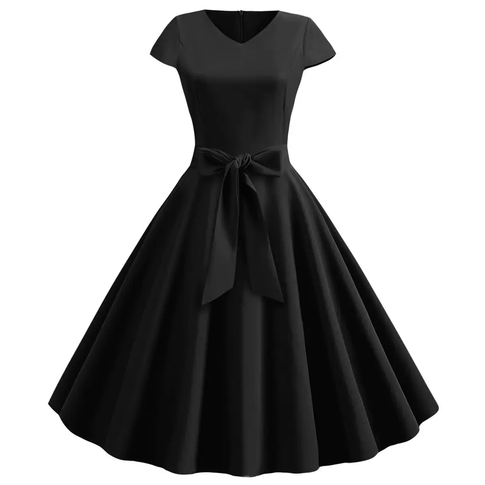 Red V-Neck Casual Swing Dress for Women - Image 6