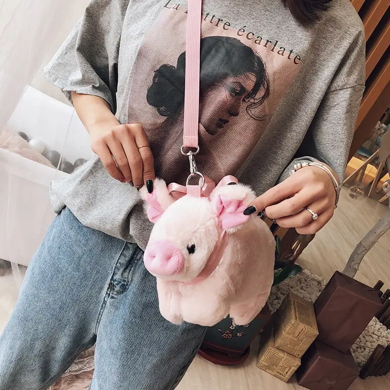 Pink Pig Plush Shoulder Bag for Girls - Image 5