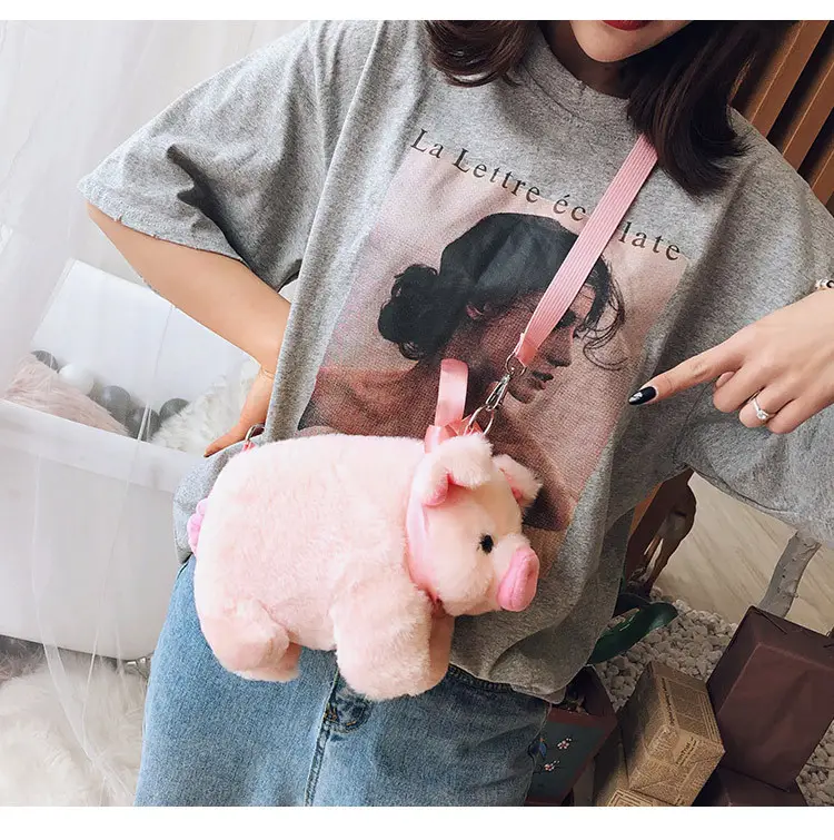 Pink Pig Plush Shoulder Bag for Girls — feature 8