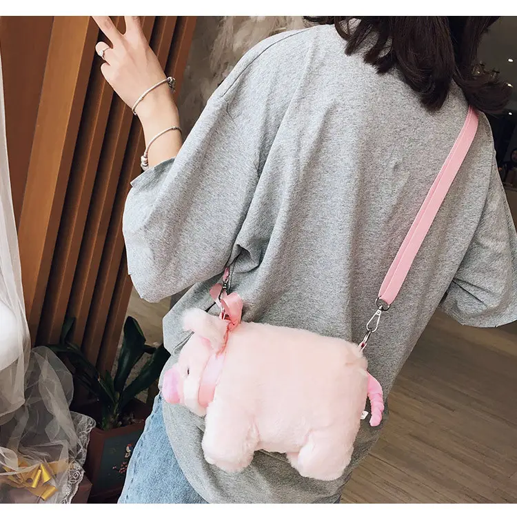 Pink Pig Plush Shoulder Bag for Girls — feature 9