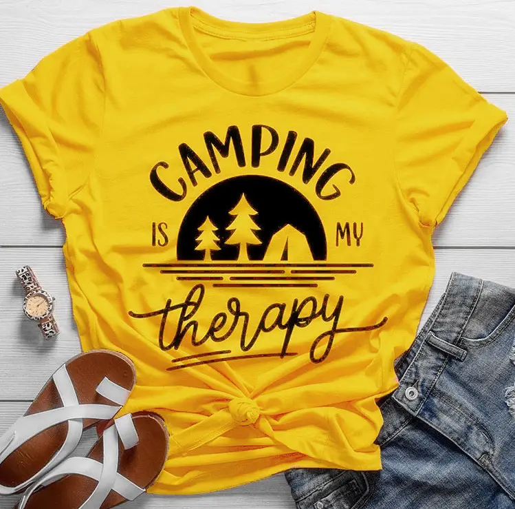 Camping Therapy T-Shirt for Men Women White - Image 3
