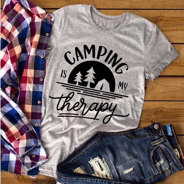 Camping Therapy T-Shirt for Men Women White - Image 2