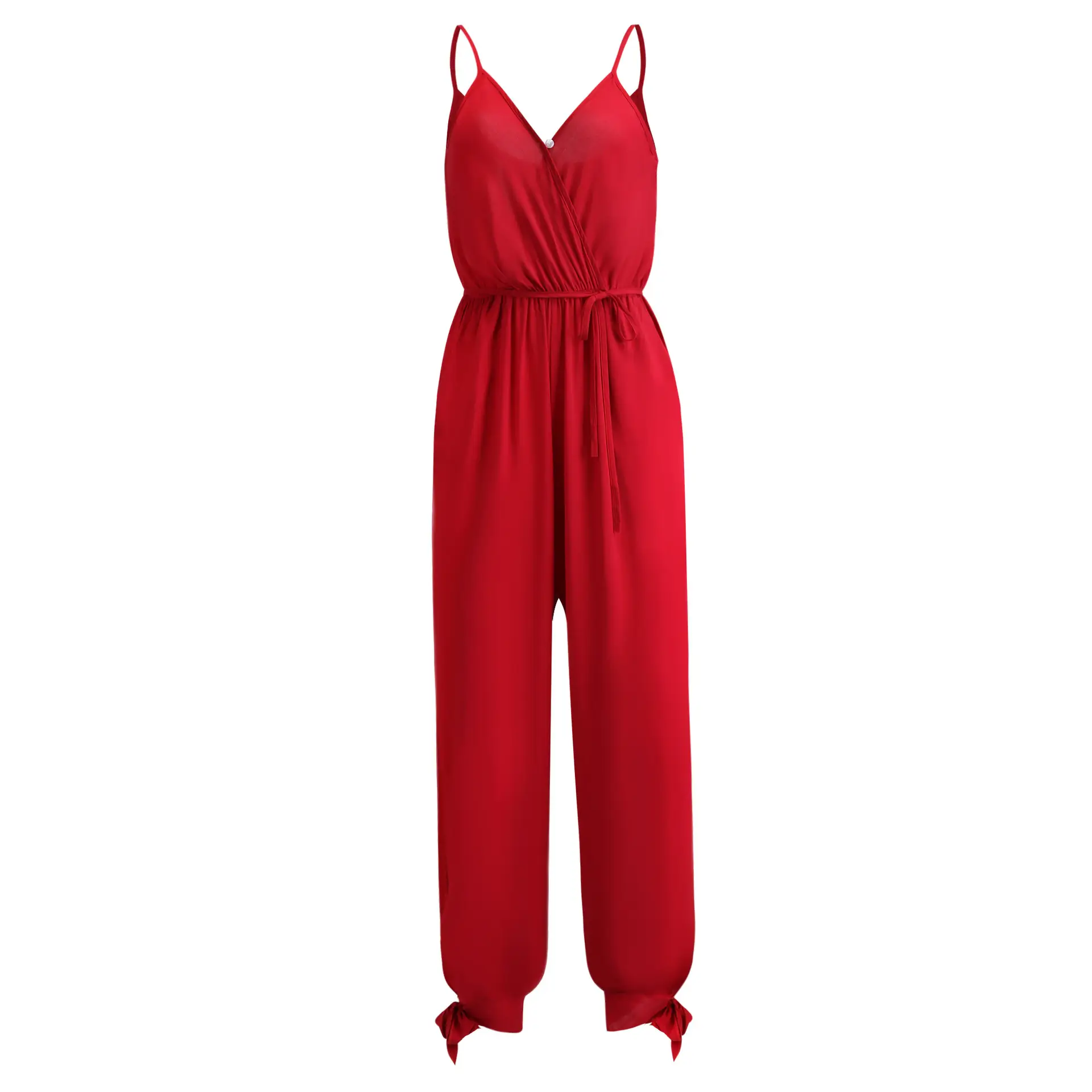 Black Floral Long Jumpsuit with Deep V Neck and Backless Design - Image 9