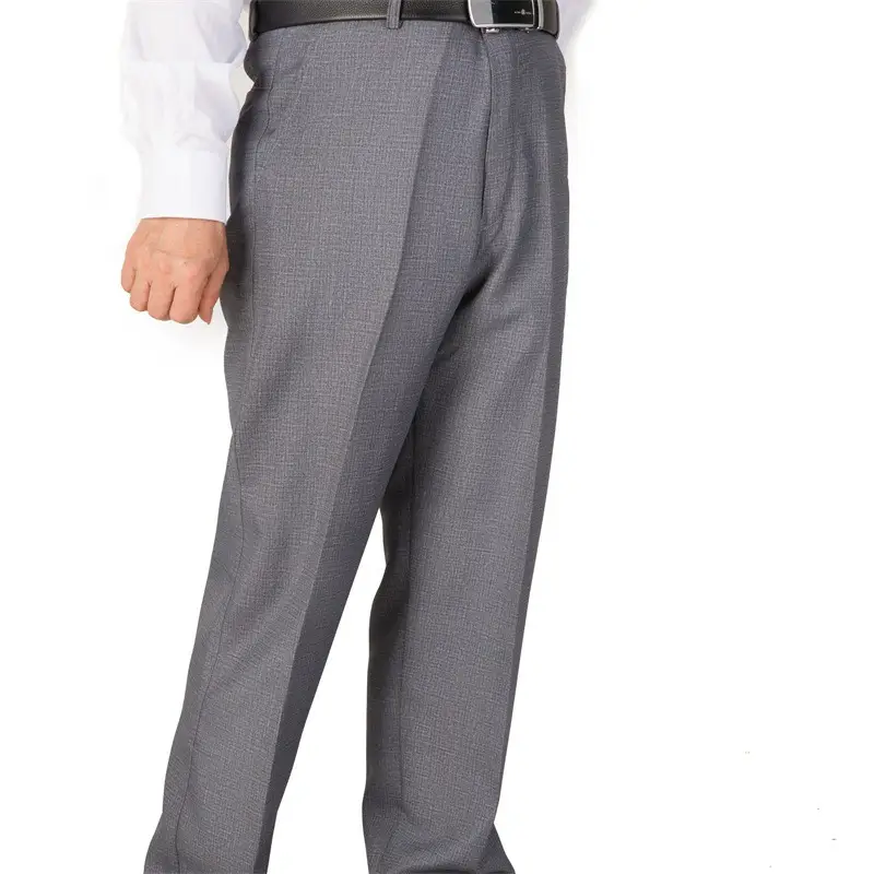 Men's Grey Woven High Waist Pants Business Casual Plus Size