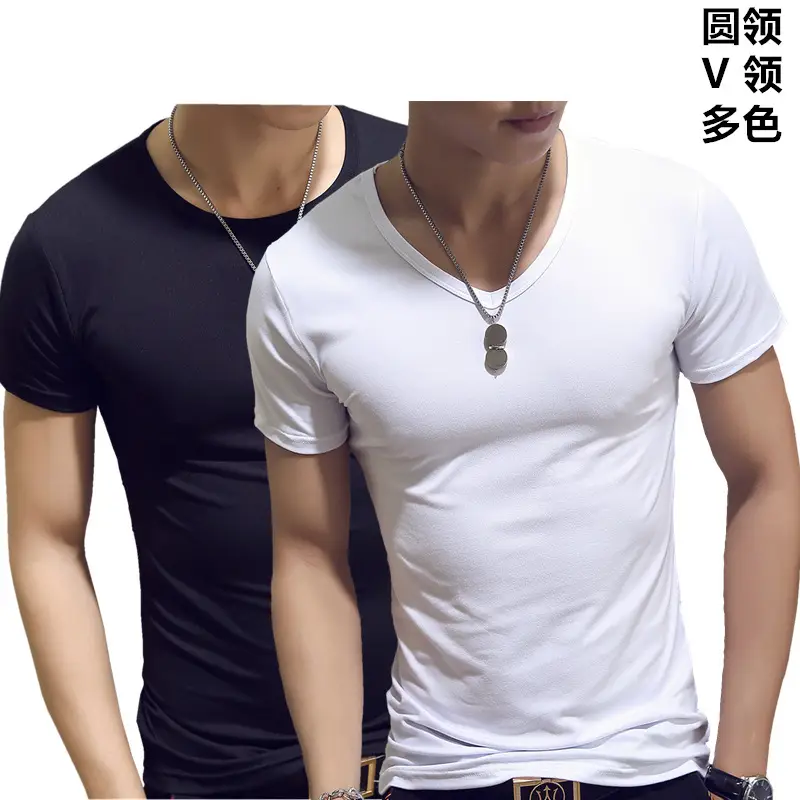 Men's Black Stretch Slim Fit T-Shirt Short Sleeve - Image 19