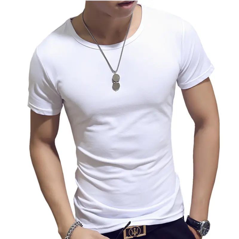 Men's Black Stretch Slim Fit T-Shirt Short Sleeve - Image 10