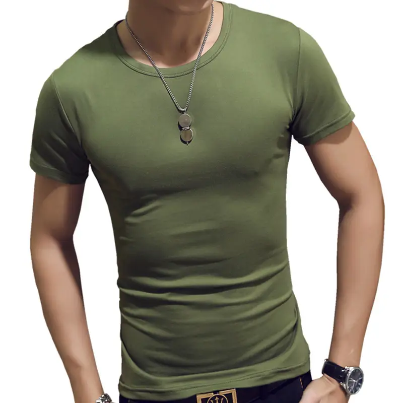 Men's Black Stretch Slim Fit T-Shirt Short Sleeve - Image 14