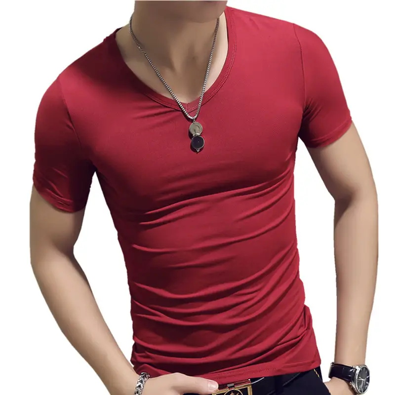 Men's Black Stretch Slim Fit T-Shirt Short Sleeve - Image 4