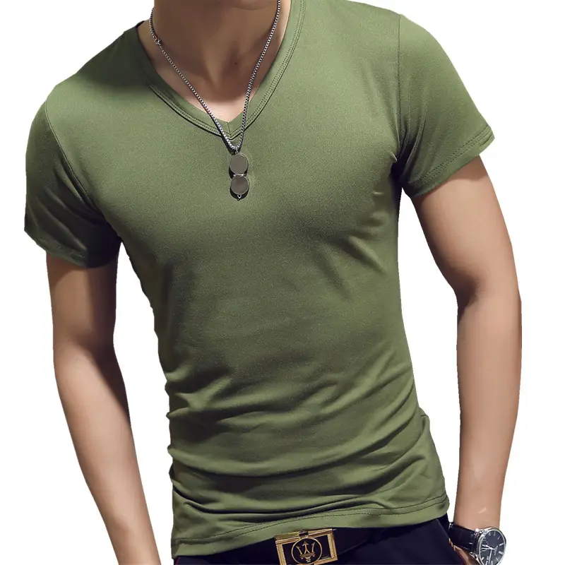 Men's Black Stretch Slim Fit T-Shirt Short Sleeve - Image 5