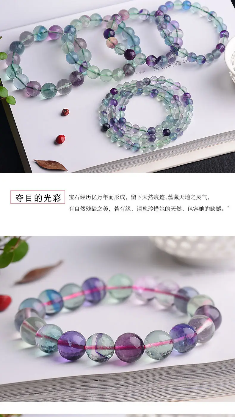 Jingyao Full Color Fluorite Bracelet 6-14mm Transparent — feature 11