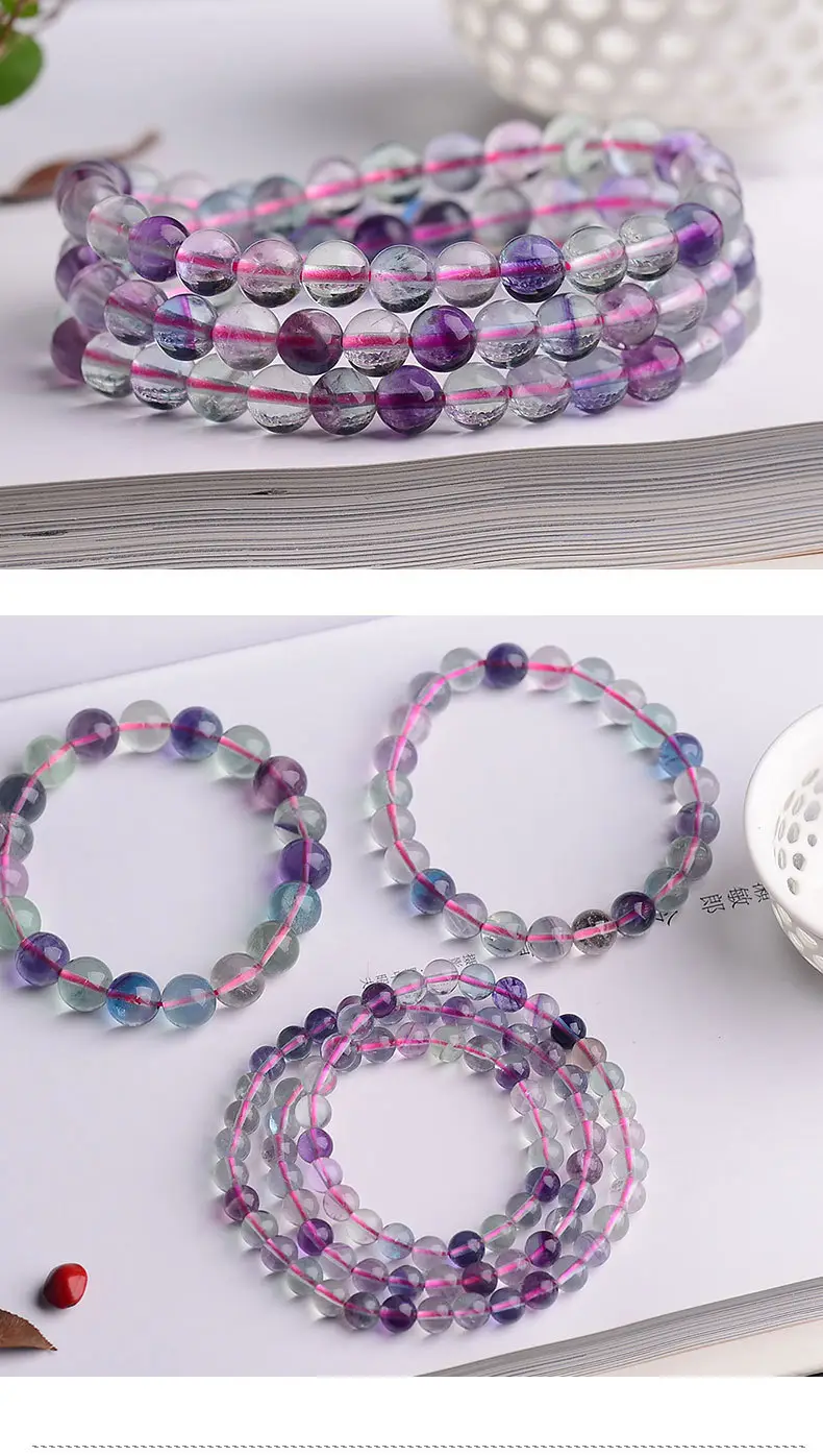 Jingyao Full Color Fluorite Bracelet 6-14mm Transparent — feature 12