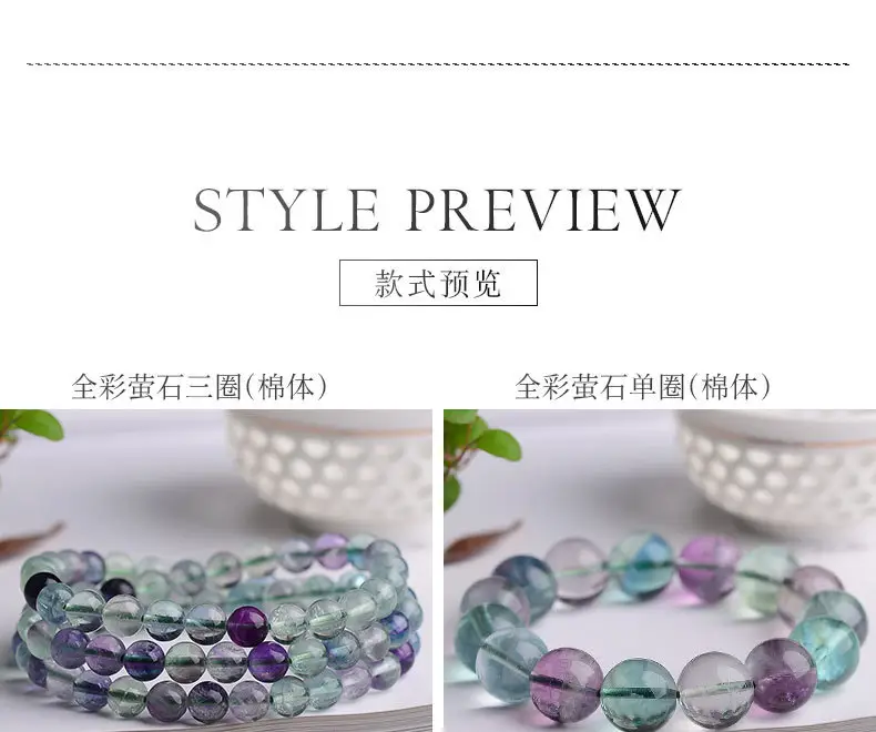 Jingyao Full Color Fluorite Bracelet 6-14mm Transparent — feature 5