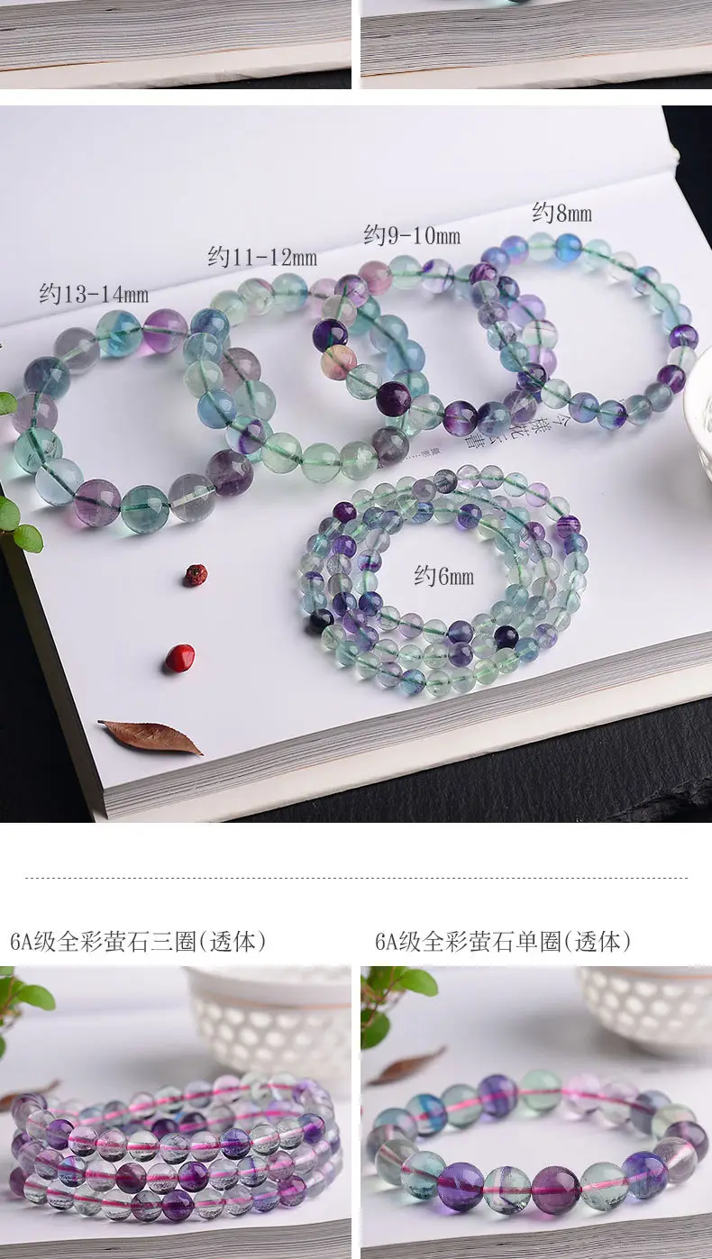Jingyao Full Color Fluorite Bracelet 6-14mm Transparent — feature 6