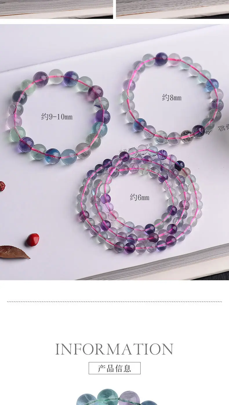 Jingyao Full Color Fluorite Bracelet 6-14mm Transparent — feature 7