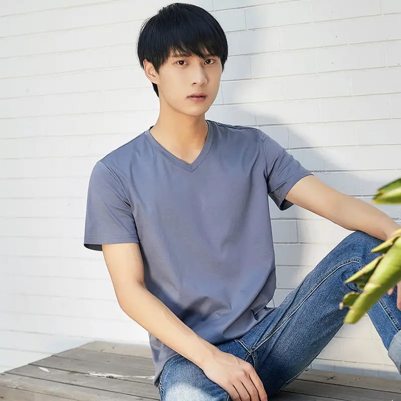 Men's 80 Mercer Cotton V-Neck T-Shirt White - Image 9