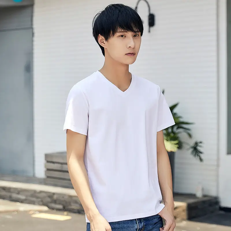 Men's 80 Mercer Cotton V-Neck T-Shirt White - Image 4
