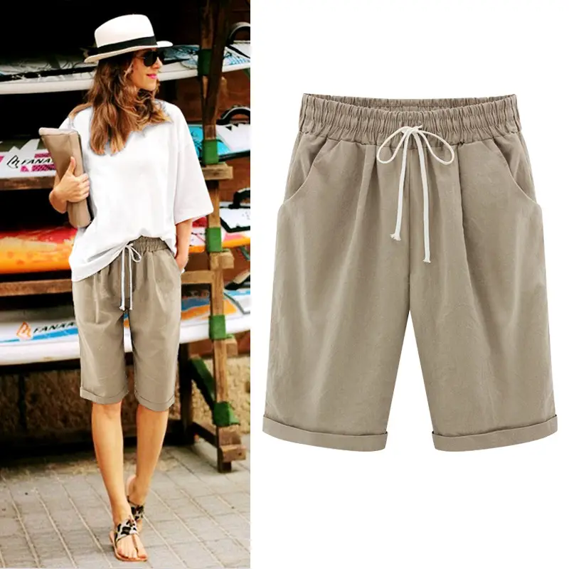 White Half-Length Casual Pants Women Large - Image 84