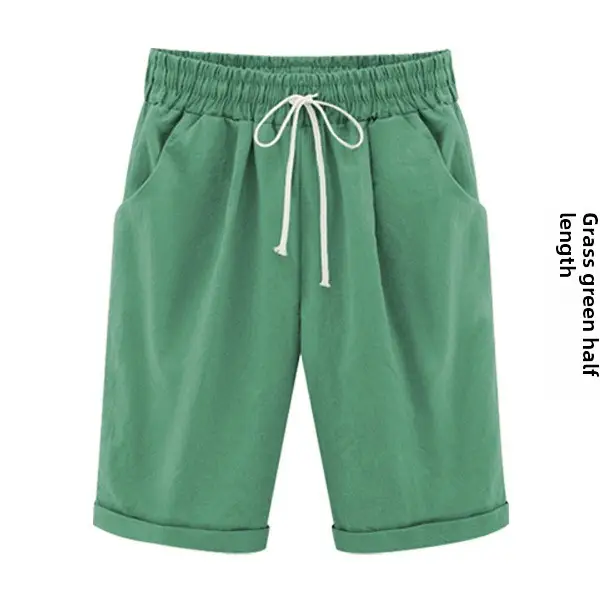 White Half-Length Casual Pants Women Large - Image 71