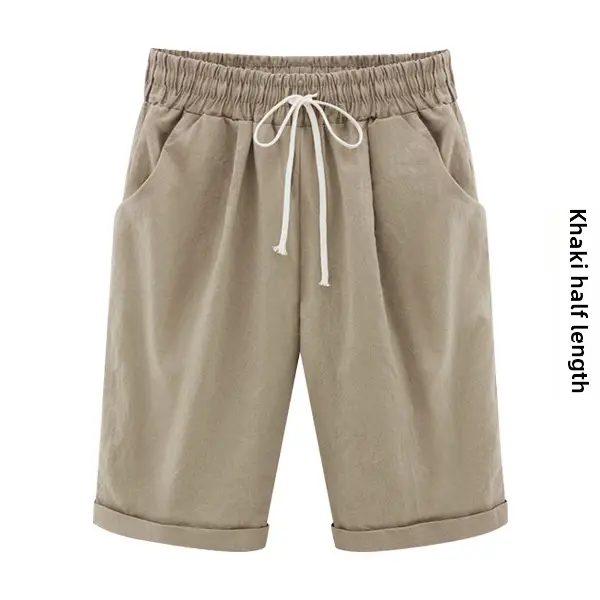 White Half-Length Casual Pants Women Large - Image 12