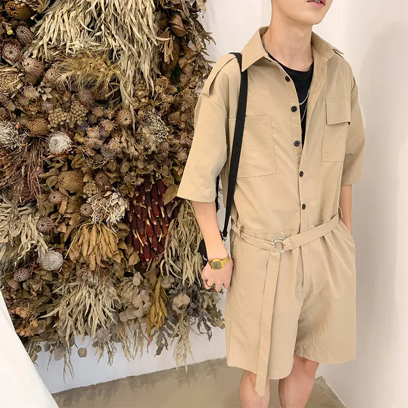 Men Black Hip-hop Workwear Shorts Set Loose Summer - Image 4