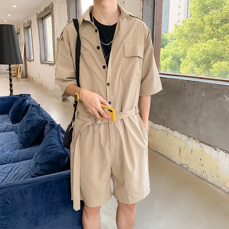 Men Black Hip-hop Workwear Shorts Set Loose Summer - Image 8