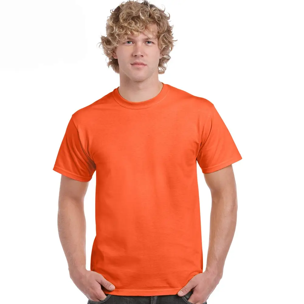 Men Navy Blue Cotton T-Shirt 210g Solid Color