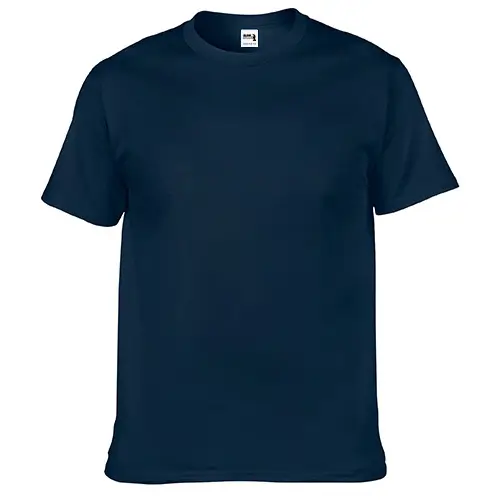 Men Navy Blue Cotton T-Shirt 210g Solid Color