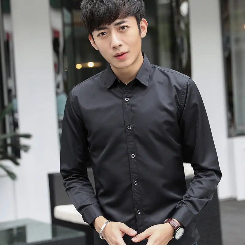Men's Light Blue Slim Fit Business Shirt Long Sleeve - Image 7