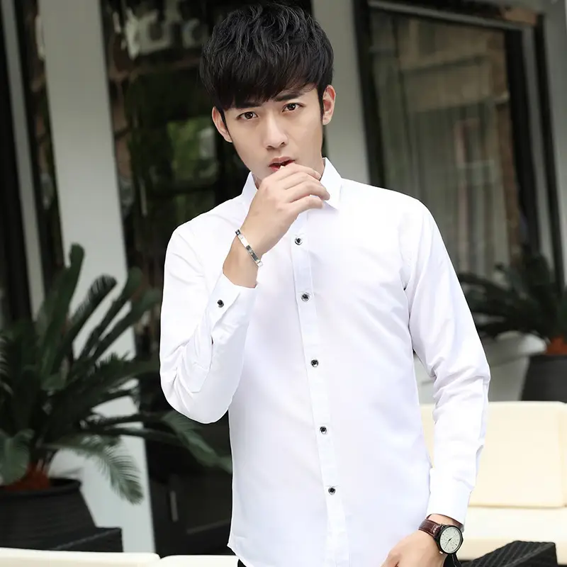 Men's Light Blue Slim Fit Business Shirt Long Sleeve - Image 2