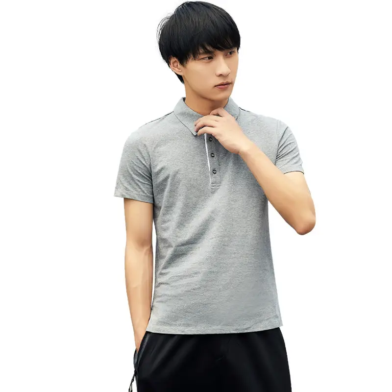 Men's Gray Short Sleeve T-Shirt with Lapel Jacket Design - Image 5