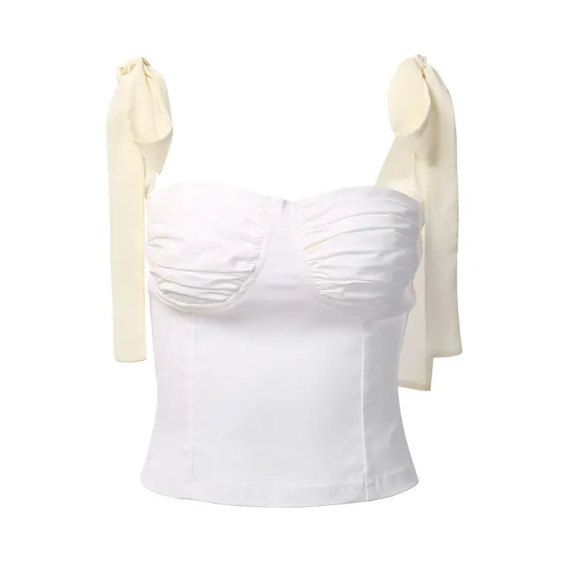 White Bow Shoulder Belt Vest for Women - Image 6