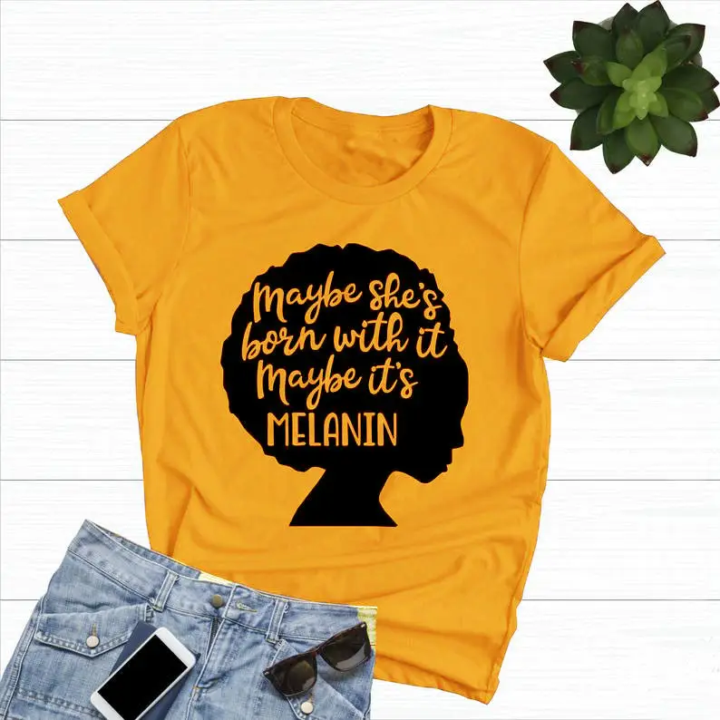 Unisex Melanin Print T-Shirt White Short Sleeve