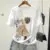 Women Printed Round Neck T-Shirt White Korean Style — feature 12