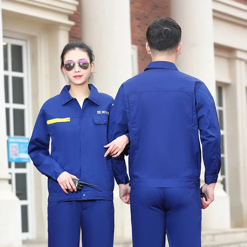 Men Blue Cotton Work Suit Summer Long Sleeve