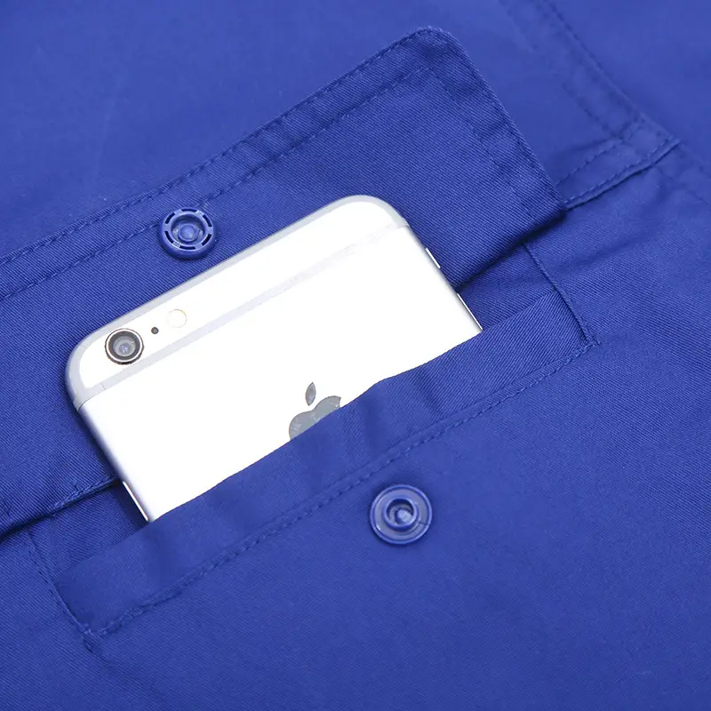 Men Blue Cotton Work Suit Summer Long Sleeve — feature 13