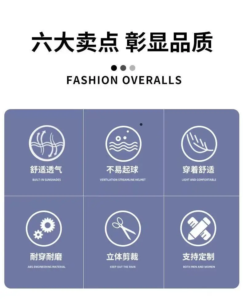 Men Blue Cotton Work Suit Summer Long Sleeve — feature 3