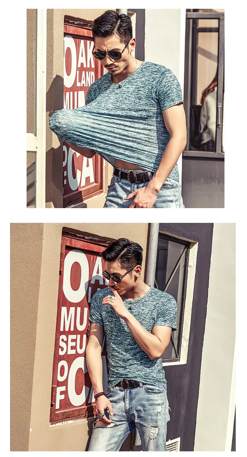 Men Grey Marbled Short Sleeve T-Shirt — feature 15