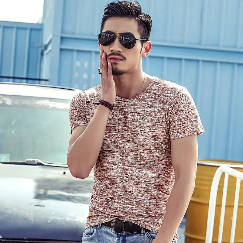 Men Grey Marbled Short Sleeve T-Shirt - Image 3