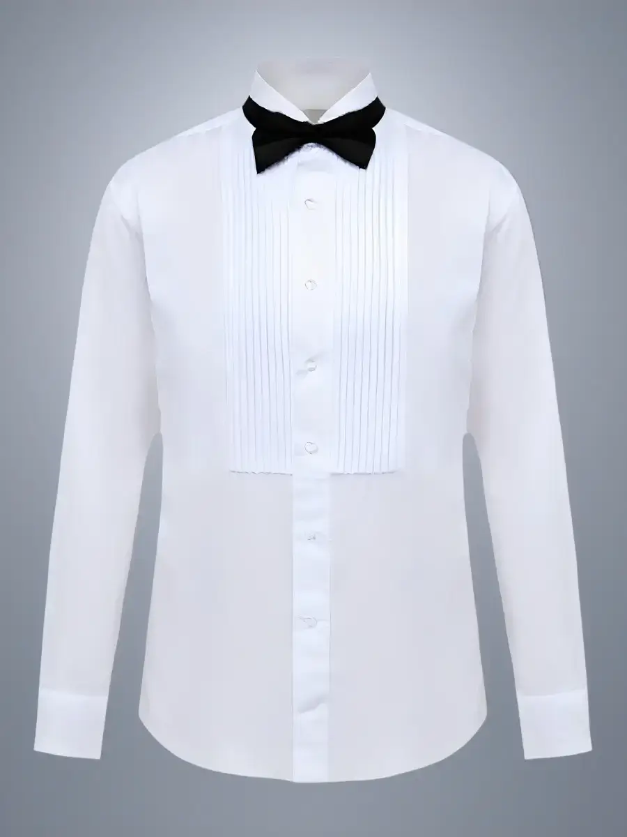 White Long Sleeve Tie Shirt Men Party Stage Choir Student - Image 3