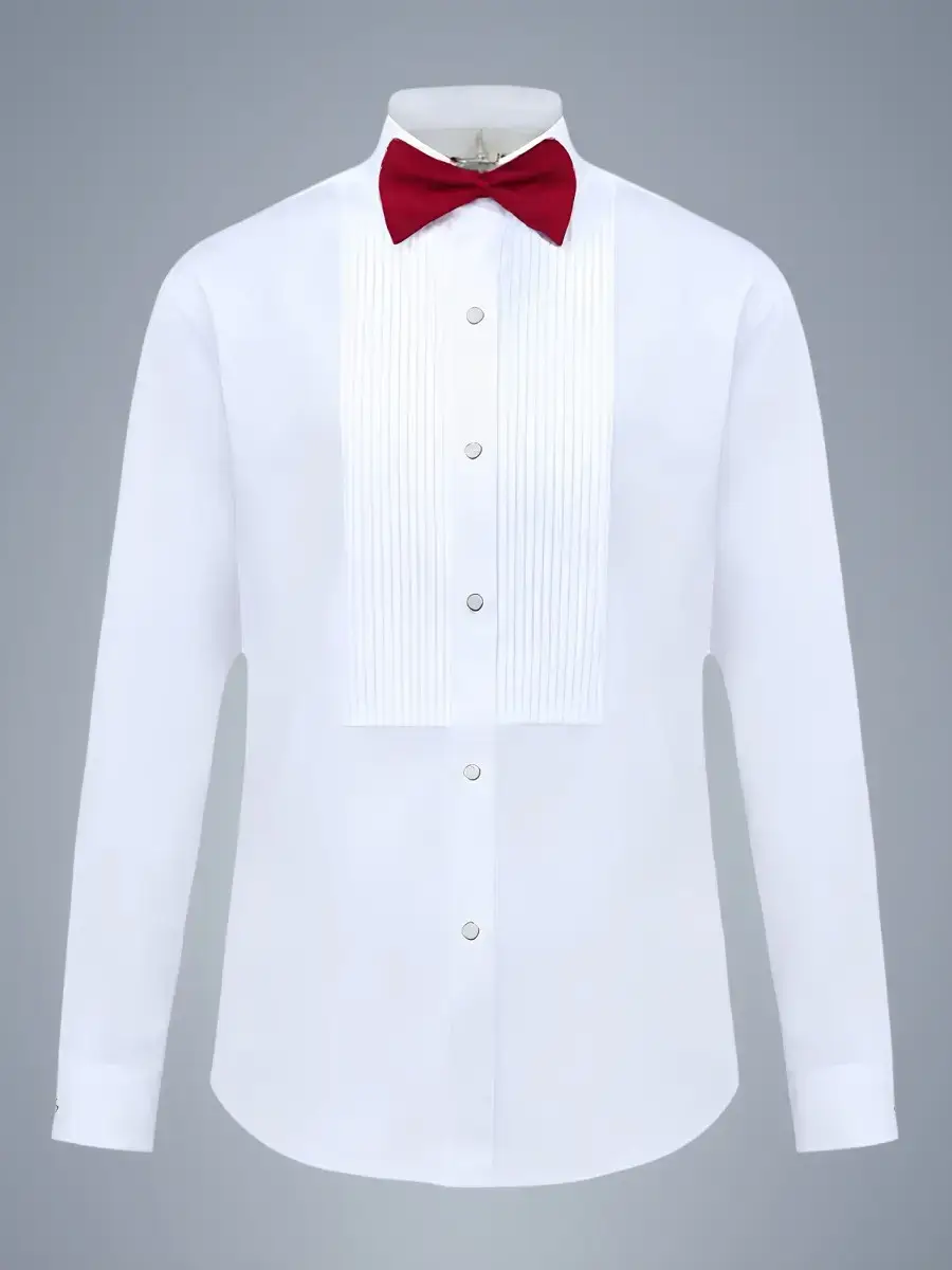 White Long Sleeve Tie Shirt Men Party Stage Choir Student - Image 4