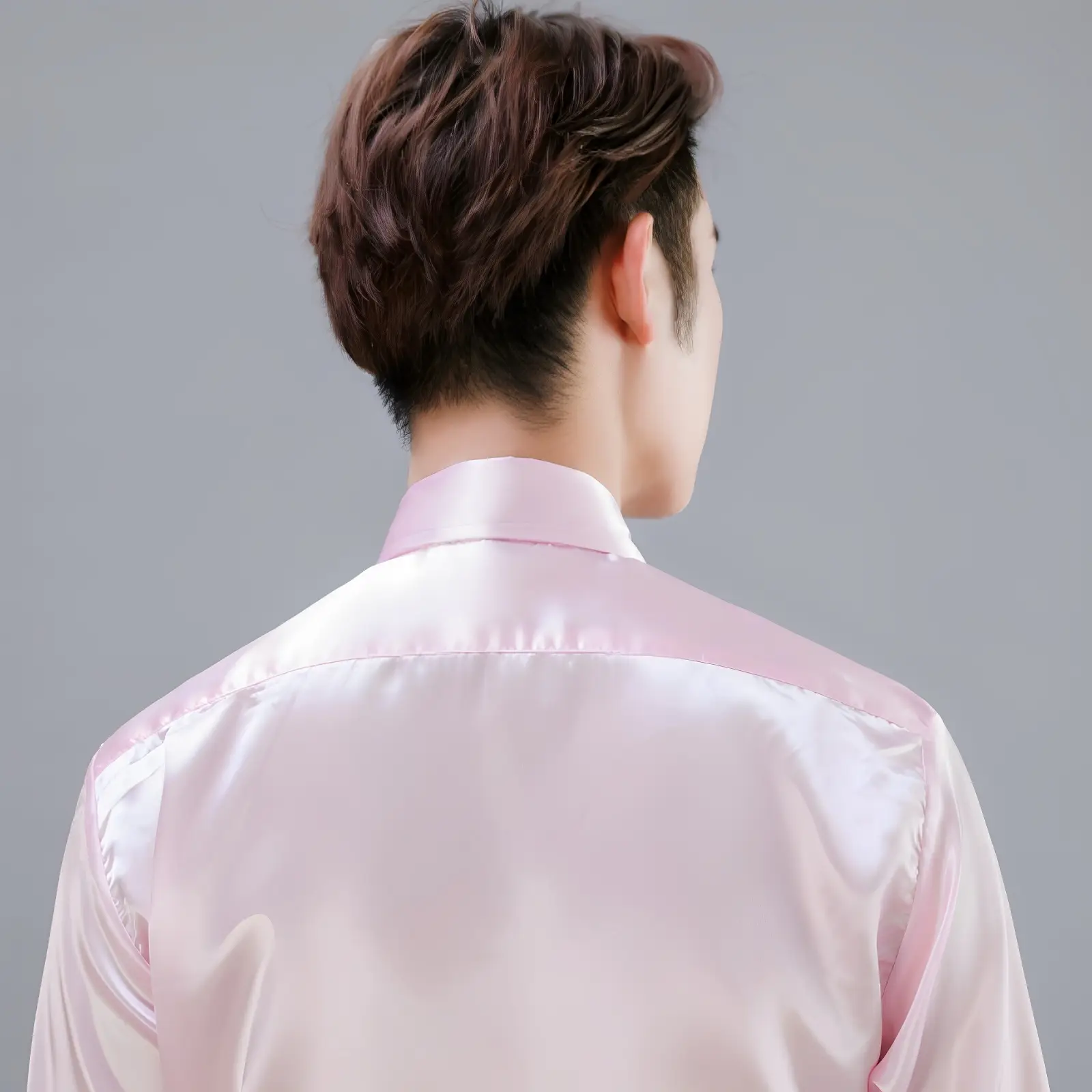 Men Satin Performance Shirt Light Blue Long Sleeve — feature 37